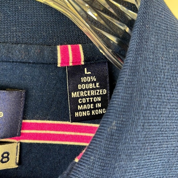 Jack Nicklaus Legacy Short Sleeve Golf Polo Shirt Size Large Navy Pink White - Picture 6 of 13